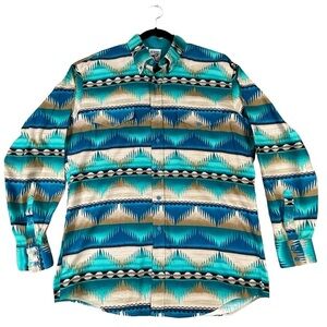 Roper Rodeo Western/Cowboy Aztec Print Button Down Long Sleeve Shirt - Sz L